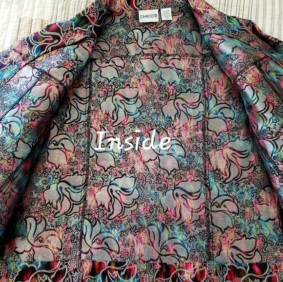 Chico's Metallic Thread Rayon/Silk Jacket vintage - Picture 5 of 8